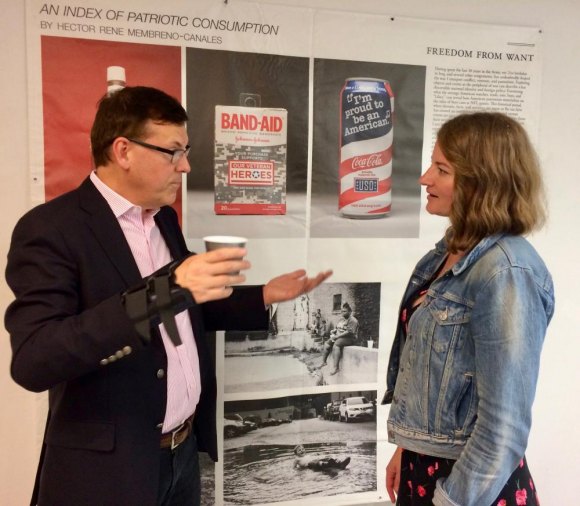 Reception for "Capture Your Freedom" at Gallery RIVAA Orphans Worldwide International Founder Jim Luce talks international with Conservancy Marketing Director Madeline Grimes.